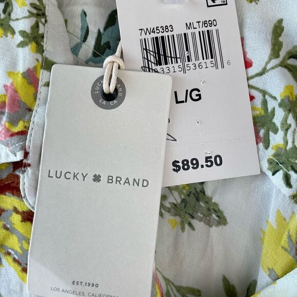 NWT Lucky Brand Floral Button Down Shirt Size L - Picture 7 of 8